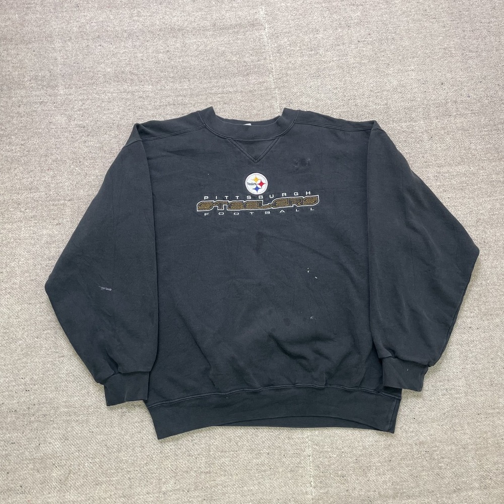 Vintage NFL Pittsburgh Steelers Sweatshirt Men Large‎ Black 2000s Reebok